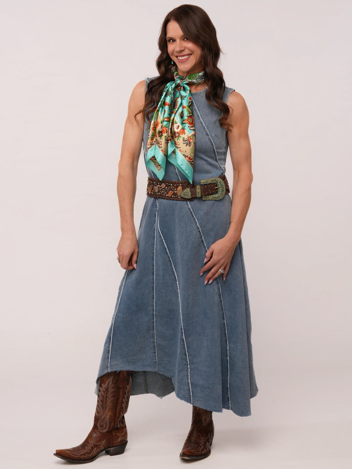 Classic Cowgirl Denim Maxi Dress