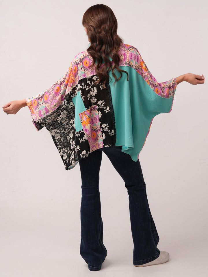 POL Thermal and Lace Peacock Top