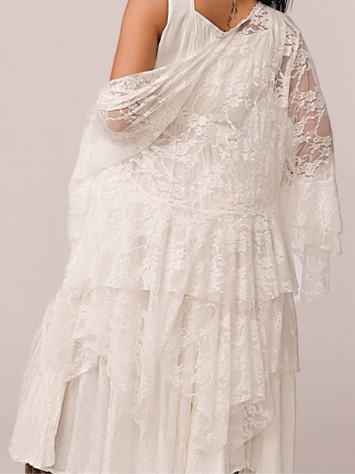 Ivory All Lace Bell Sleeve Cardigan