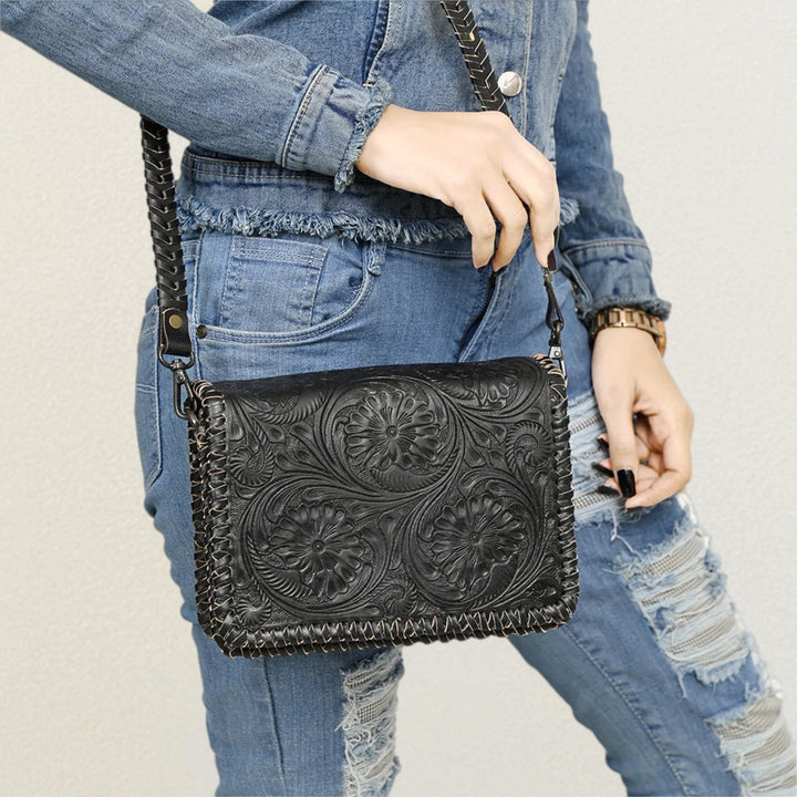 Black Beauty Tooled Leather Purse