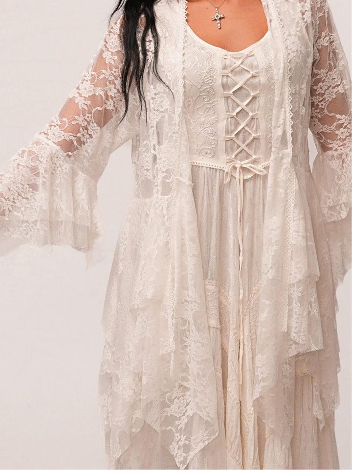 Ivory All Lace Bell Sleeve Cardigan
