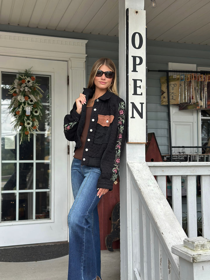 POL Let’s Be Friends Black Quilted Jacket