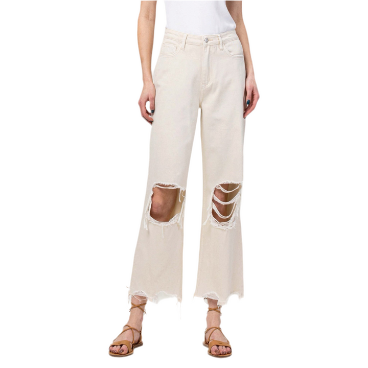 90's Vintage Super High Rise Ankle Striaght Jeans