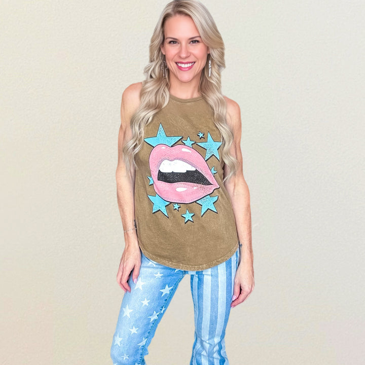 Rock n Roll Kisses Graphic Tank