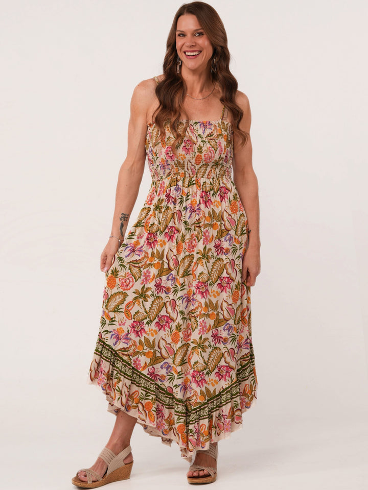 Smocked Chest Floral Maxi Dress