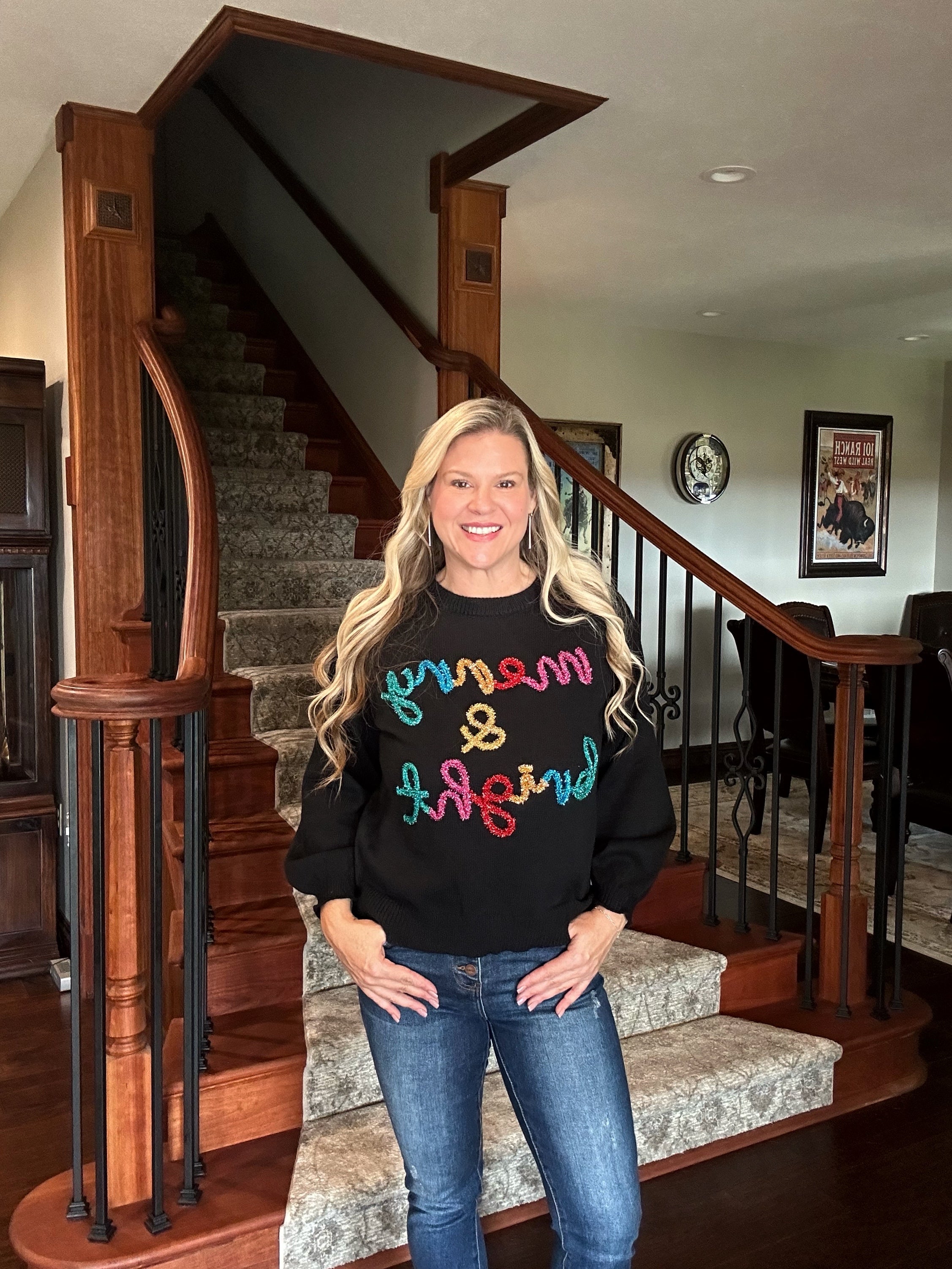 Merry & Bright Tinsel Christmas Sweater Salt and Grace Boutique