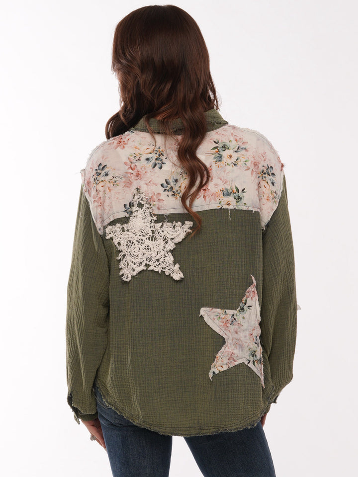 POL Vintage Edge Button Down Top