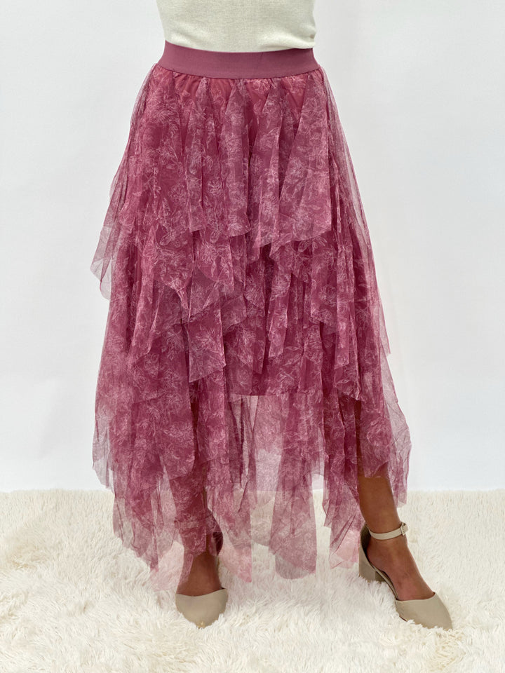 Floral Mesh Maxi Skirt