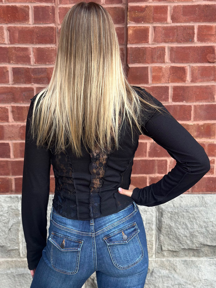POL Isabella Thermal Lace Long Sleeve Top