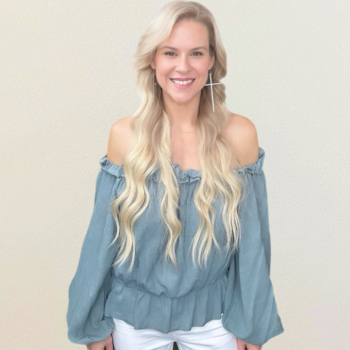 Off the  Shoulder Ruffle Top - Salt and Grace Boutique
