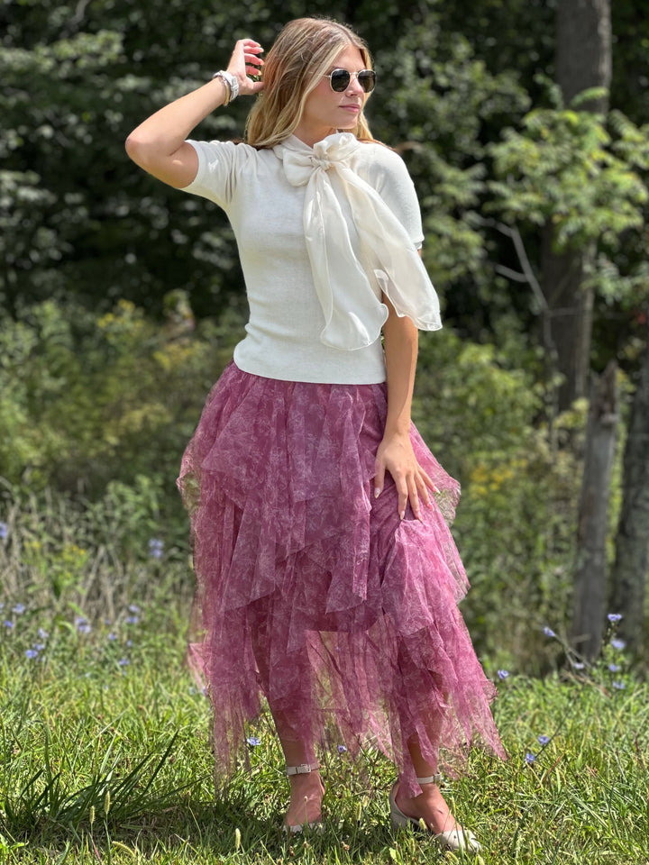 Floral Mesh Maxi Skirt