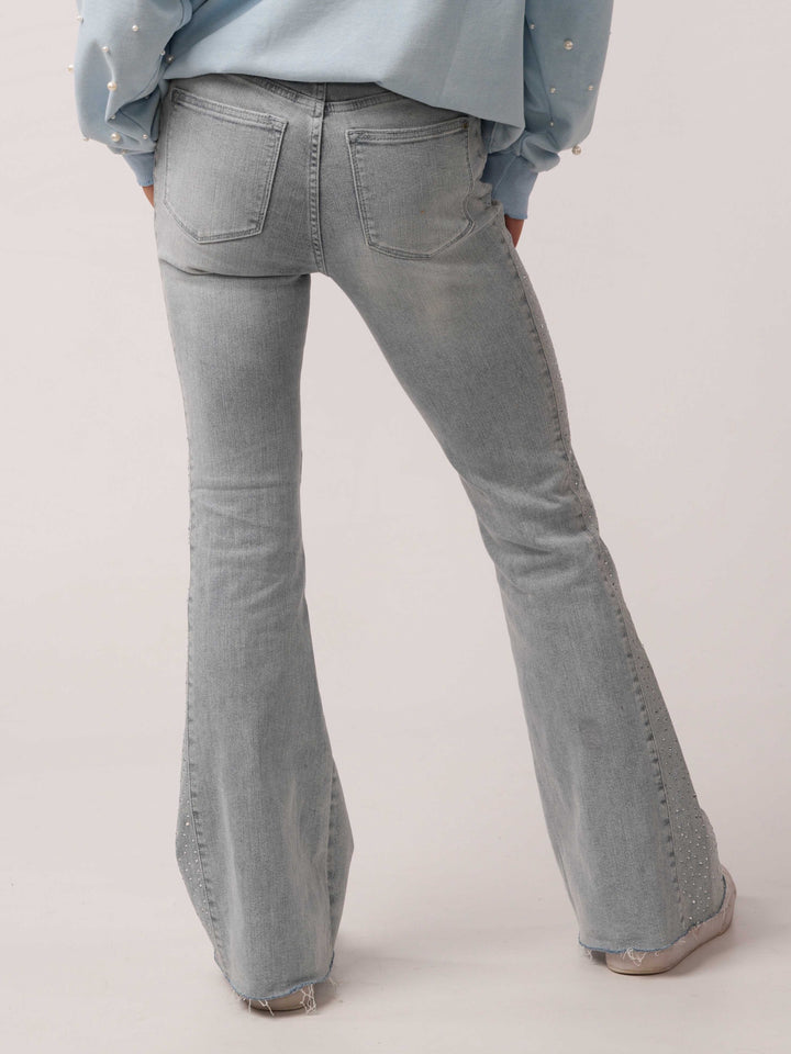 Judy Blue Rhinestone Side Panel Detail Flare Jeans