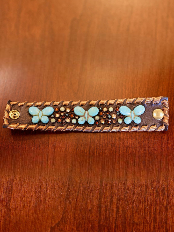 Turquoise Butterfly Crystal Cuff Bracelet