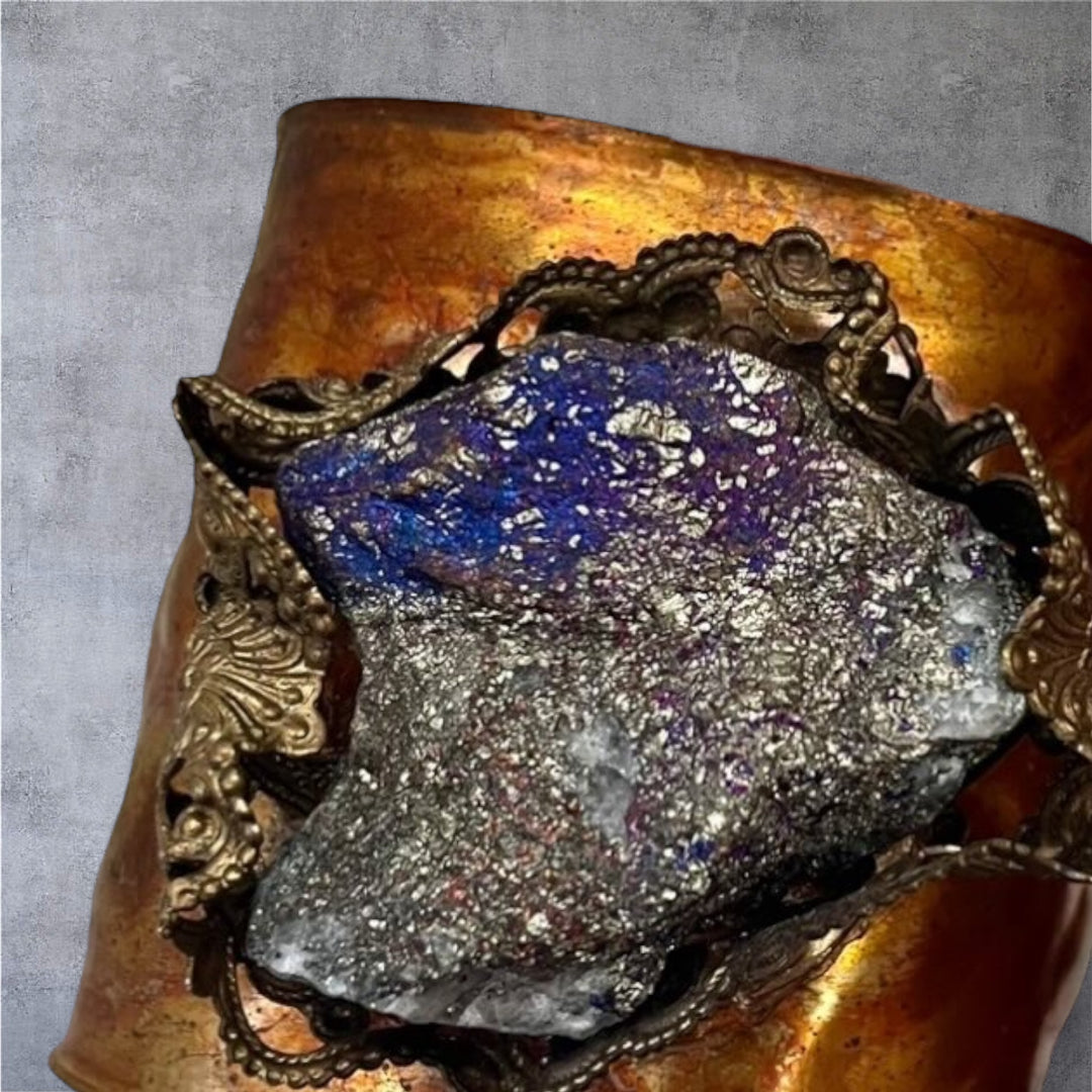 Peacock Pyrite Cuff Bracelet