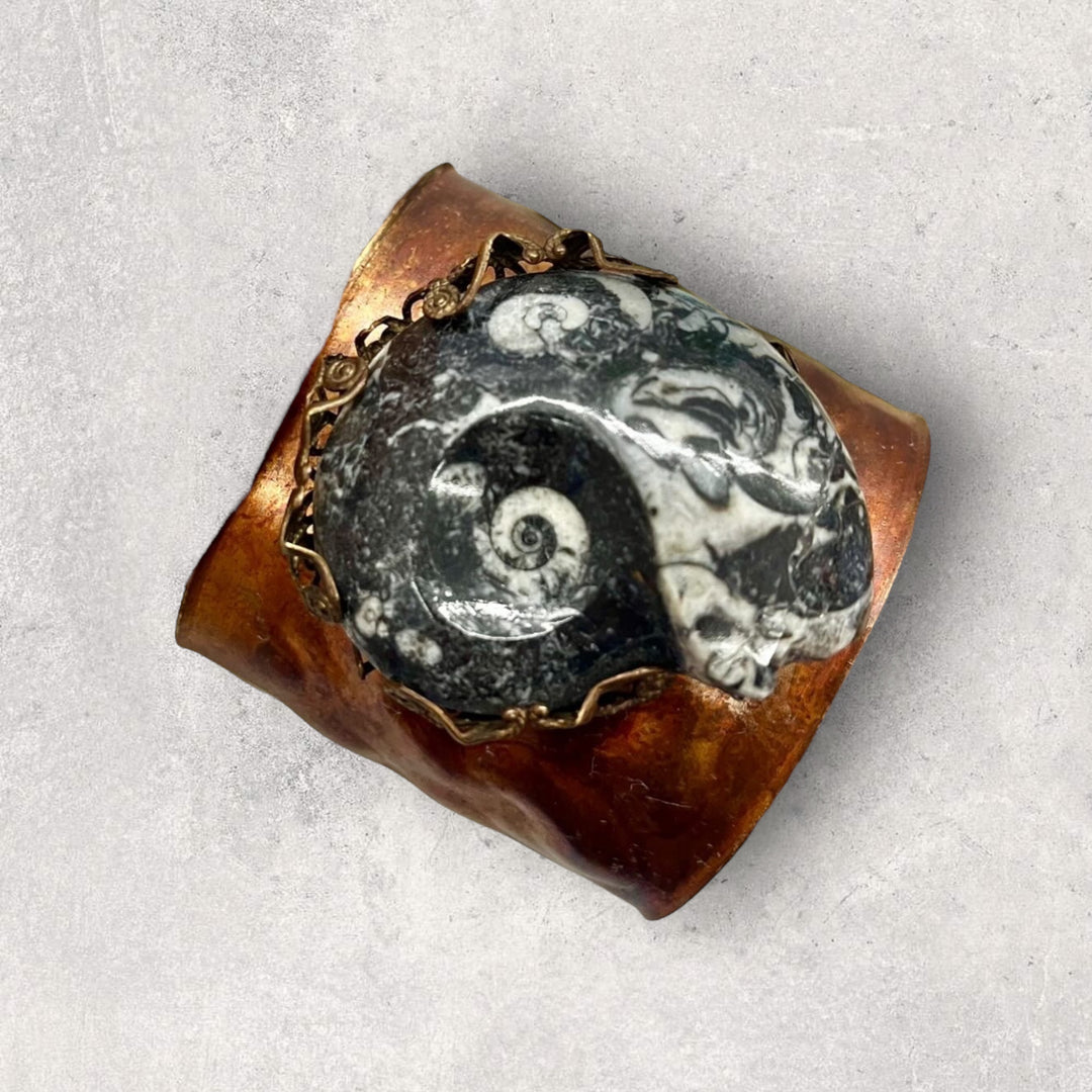 Fossilized Ammonite Cuff Bracelet