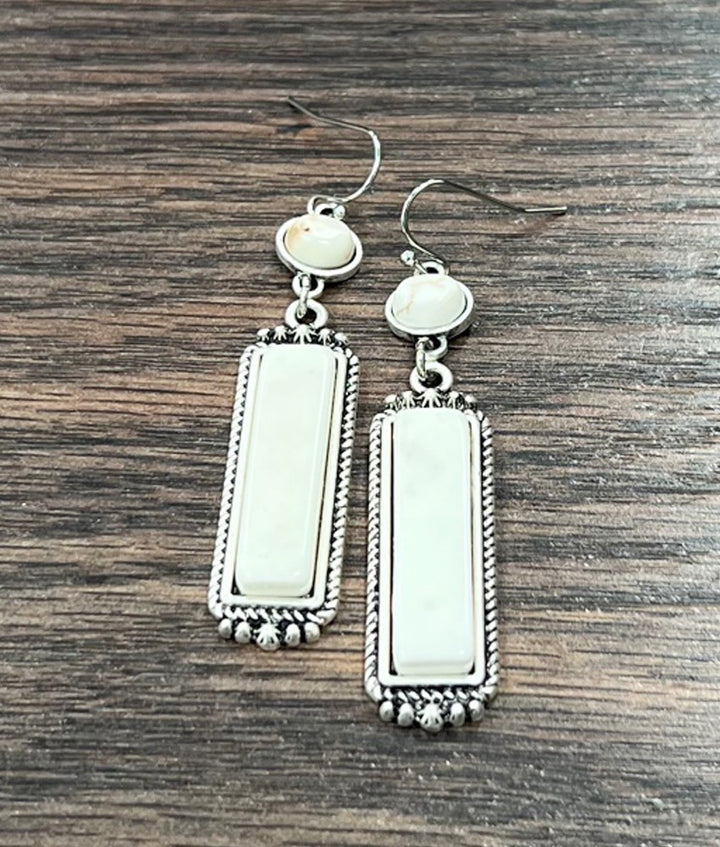 Bar White Turquoise Earrings