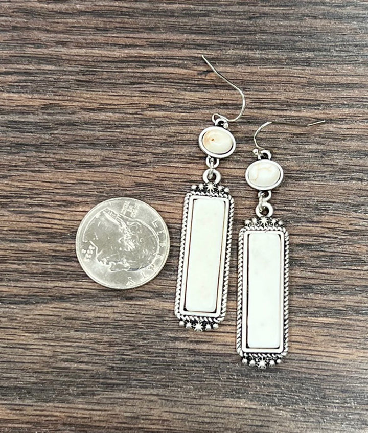 Bar White Turquoise Earrings