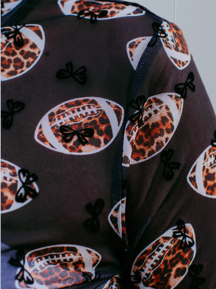Footballs & Bows Mesh Top