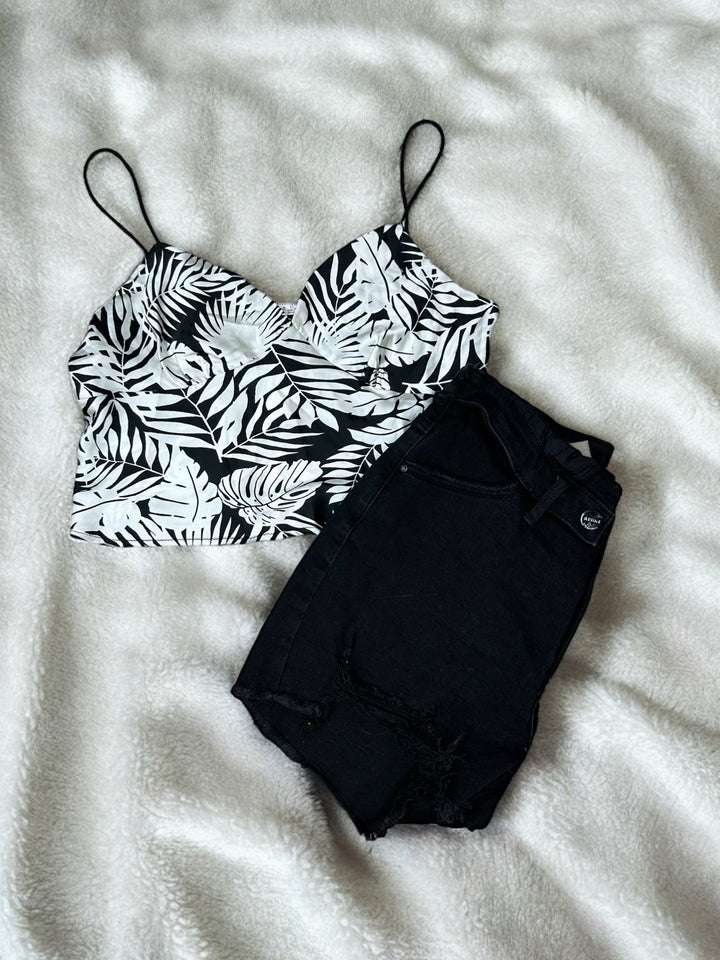 Tropical Satin Cami Tank Top