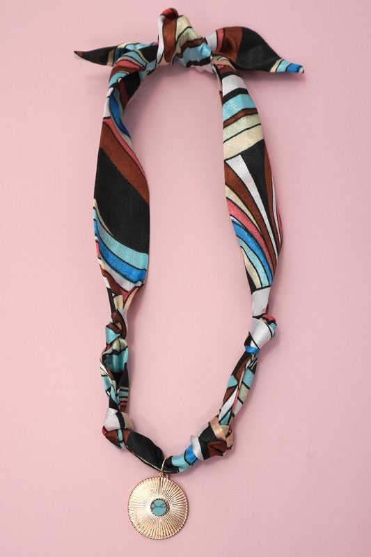 Turquoise Stone Scarf Necklace