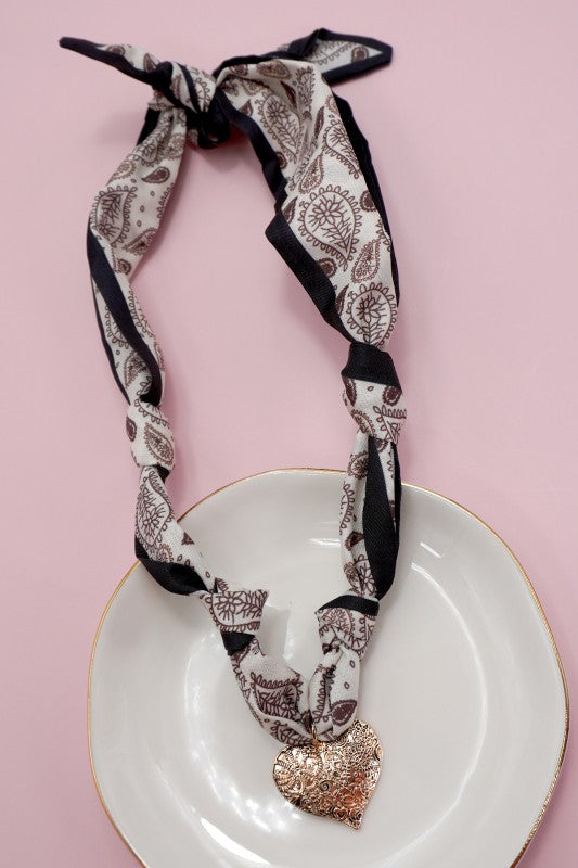 Gold Heart Scarf Necklace