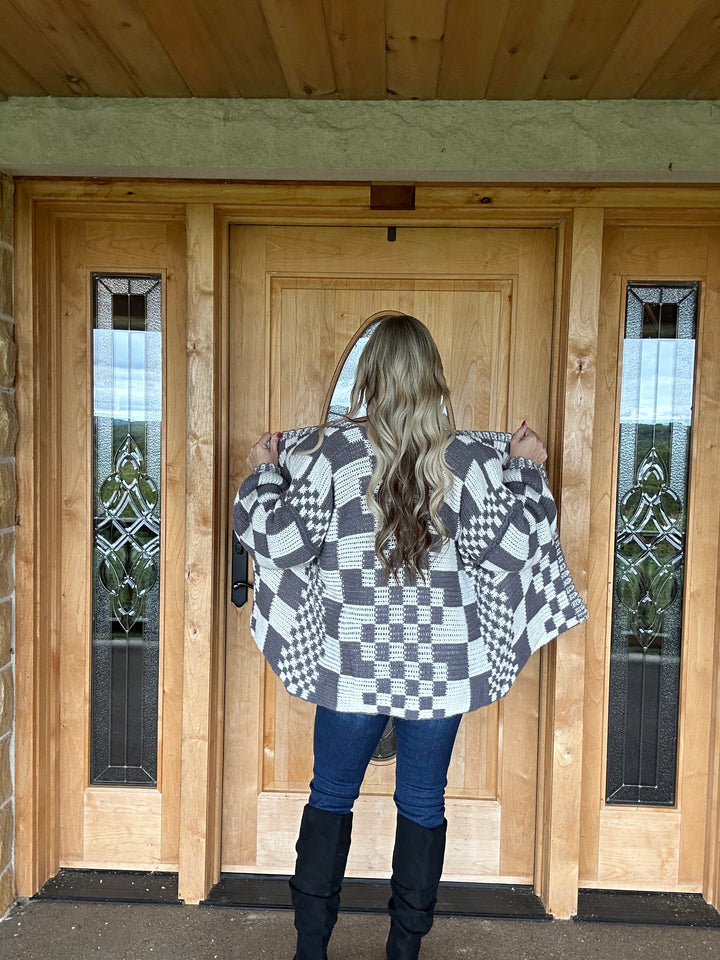Chunky Mixed Check Loose Fit Cardigan - Salt and Grace Boutique