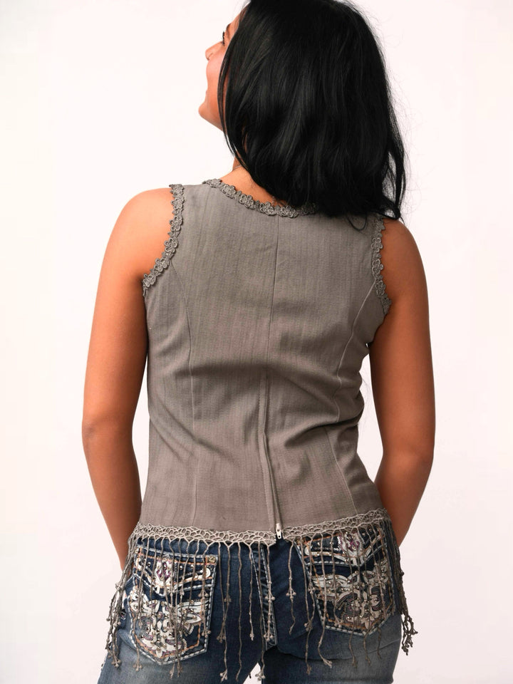 Silver Lace Fringe Corset