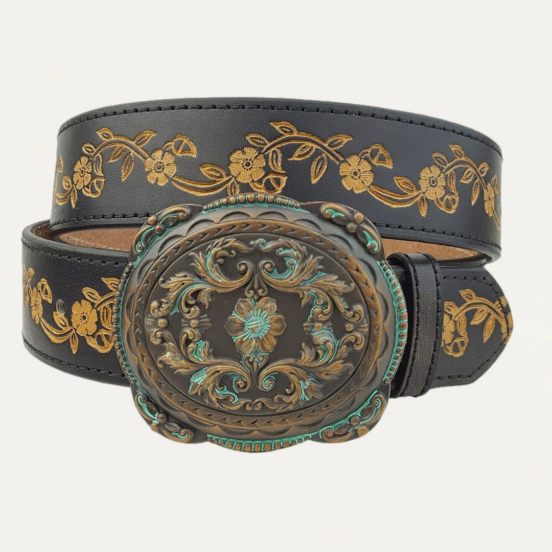 Vintage Hand Painted Tooled Belt