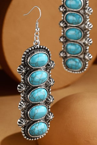 Linear Western Natural Stone Earrings