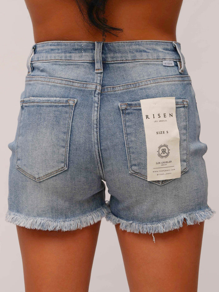 Risen Tummy Control High Rise Fray Hem Shorts