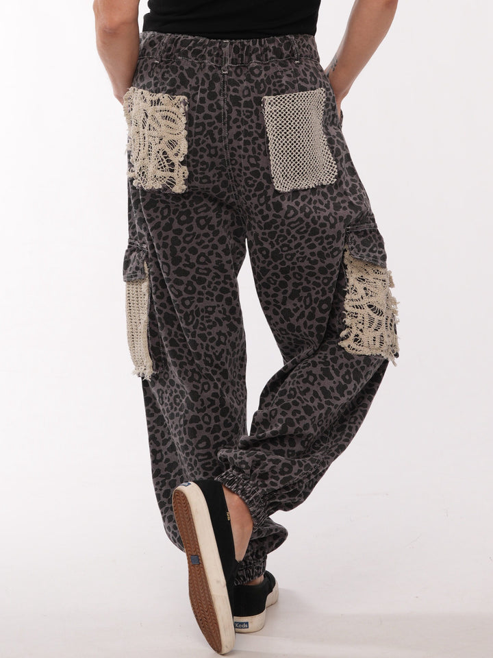 POL Leopard Denim Joggers