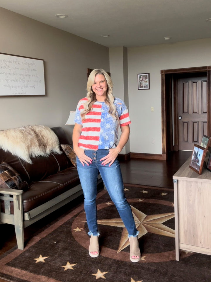 Patriotic Mineral Washed Top - Salt and Grace Boutique