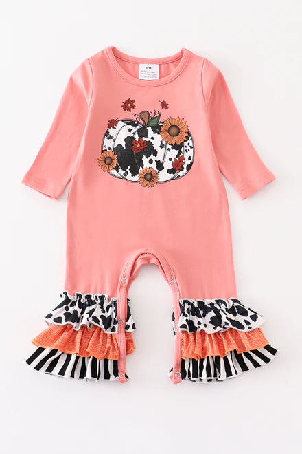 Pink Pumpkin Ruffle Baby Romper - Salt and Grace Boutique