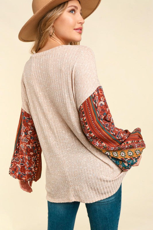 Oversized Bubble Sleeve Top - Salt and Grace Boutique