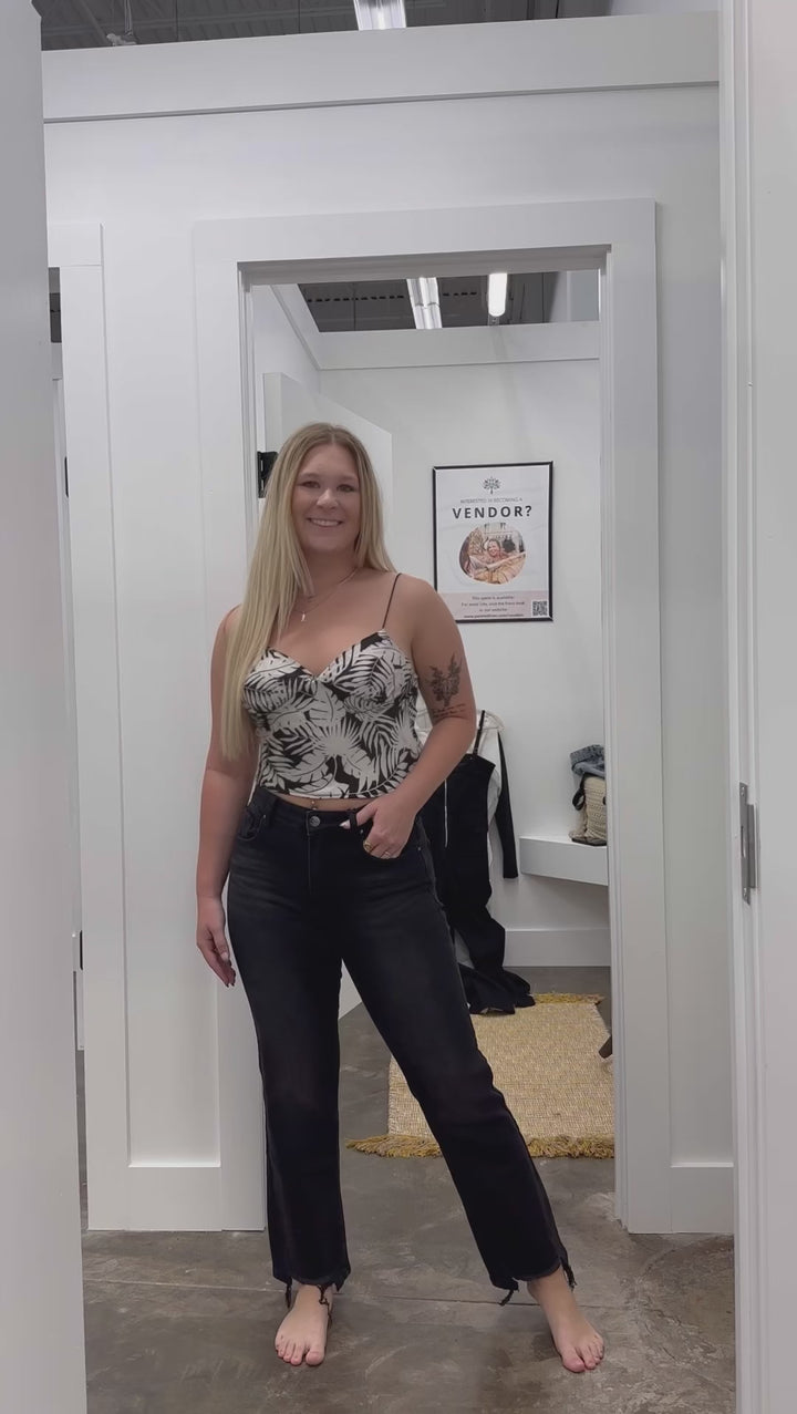 Tropical Satin Cami Tank Top
