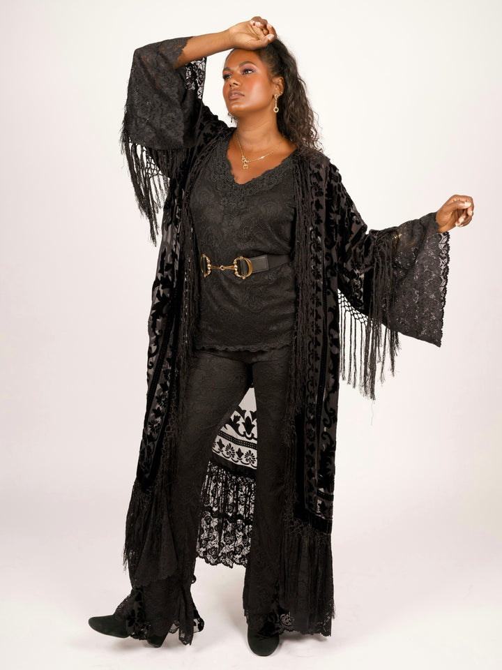 Pat Dahnke Luxury Black Lace Sleeveless Top
