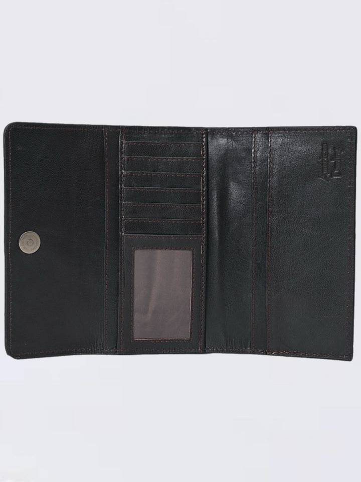 Eclipse Black Tri-Fold Leather Wallet