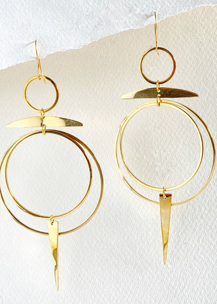 Brass Hoop Light Chandelier Earrings