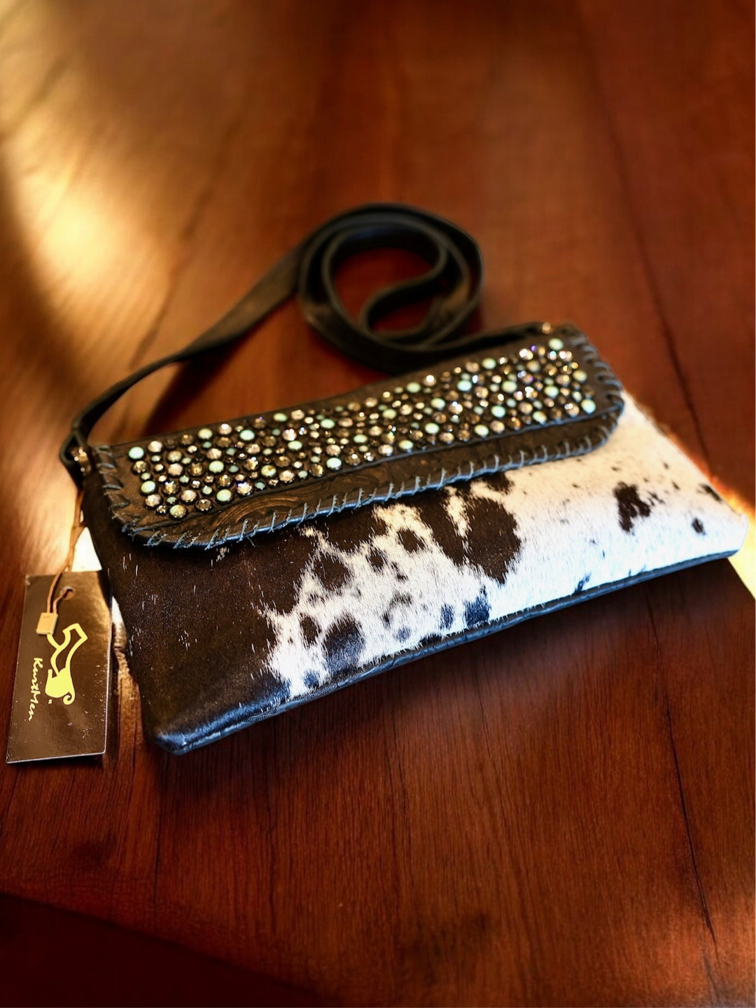 Kurtman 3 Way Crossbody Cowhide Turquoise Pearl Purse