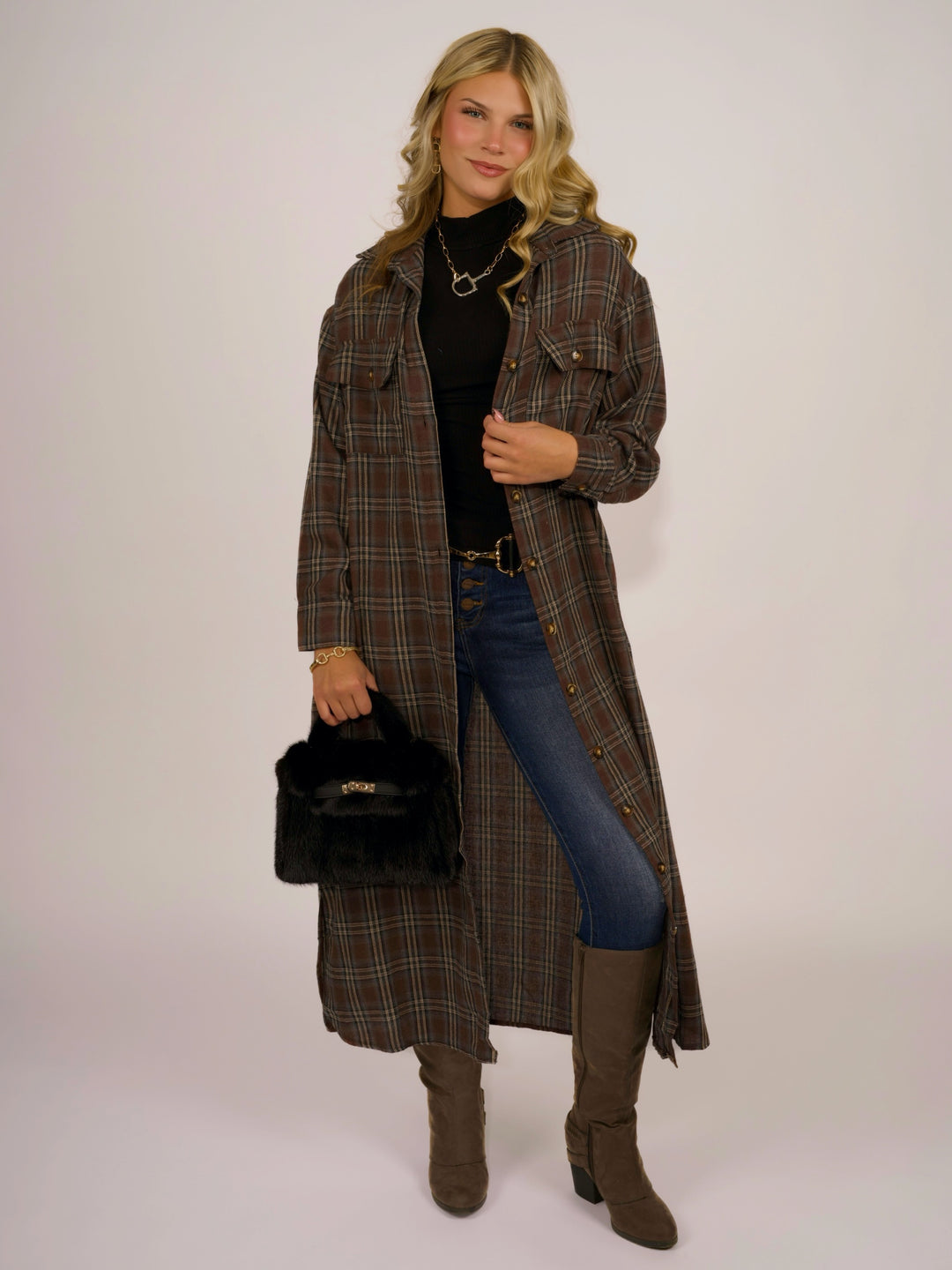 Urban Harvest Plaid Longline Lightweight Jacket