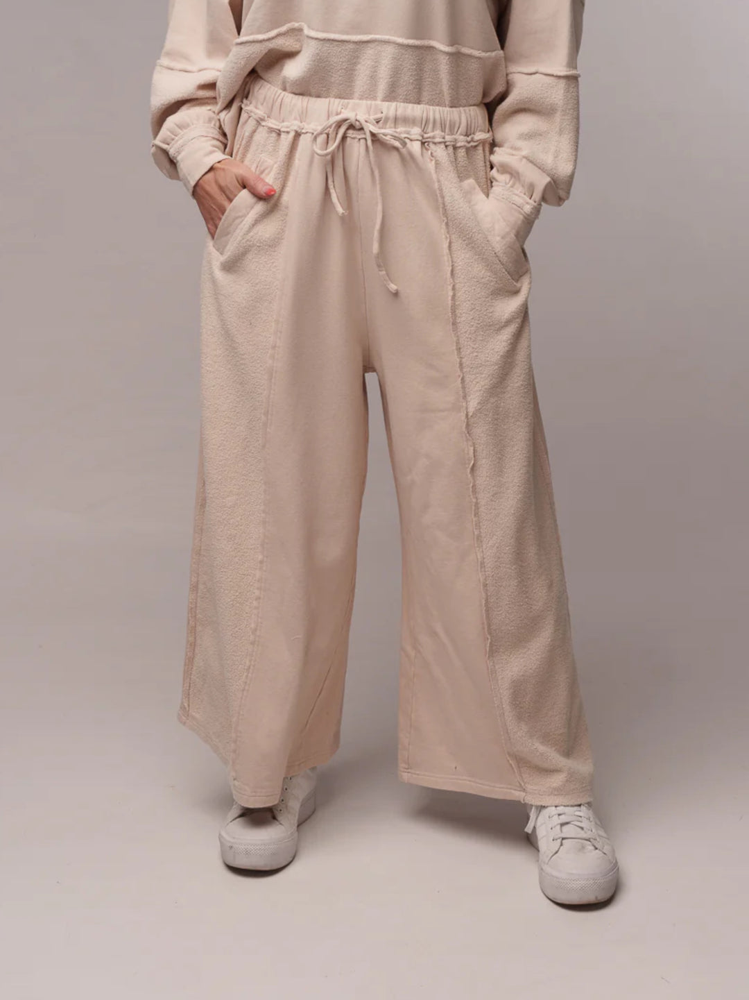 Raw Edge Wide Leg Pants