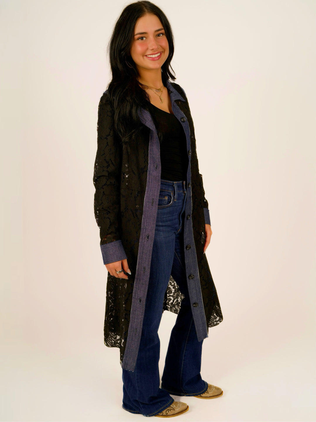 Sierra Lace with Denim Trim Jacket