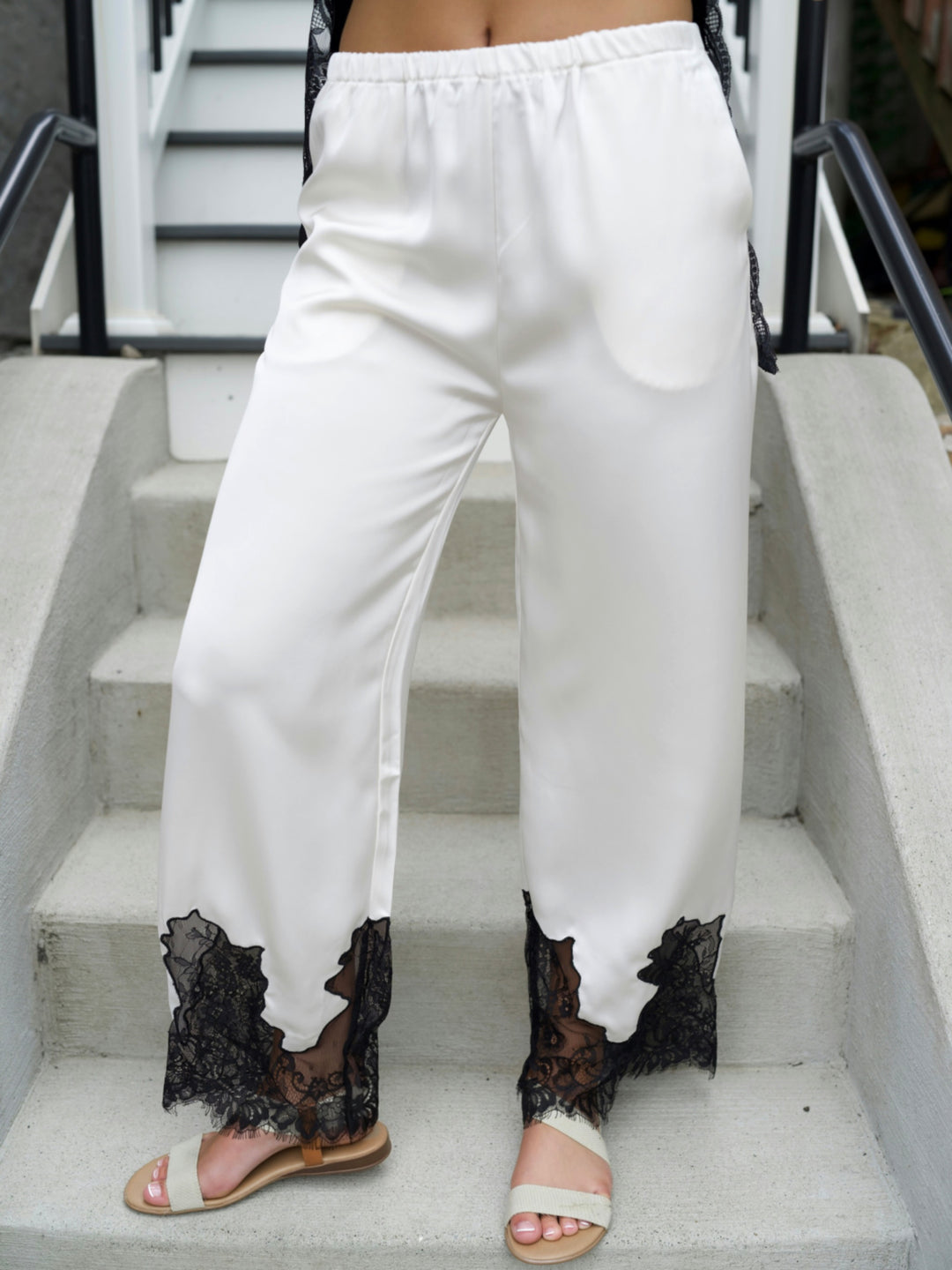 Sophia Lace Hem Wide-Leg Pants
