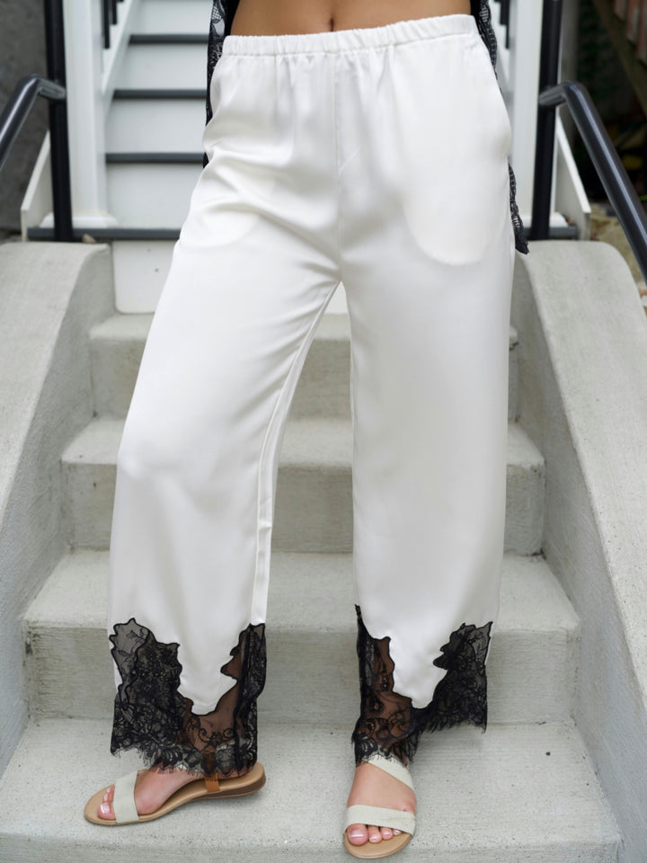 Sophia Lace Hem Wide-Leg Pants