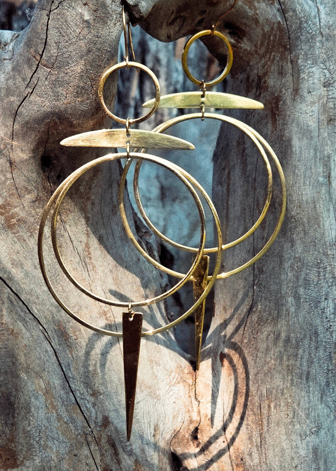Brass Hoop Light Chandelier Earrings