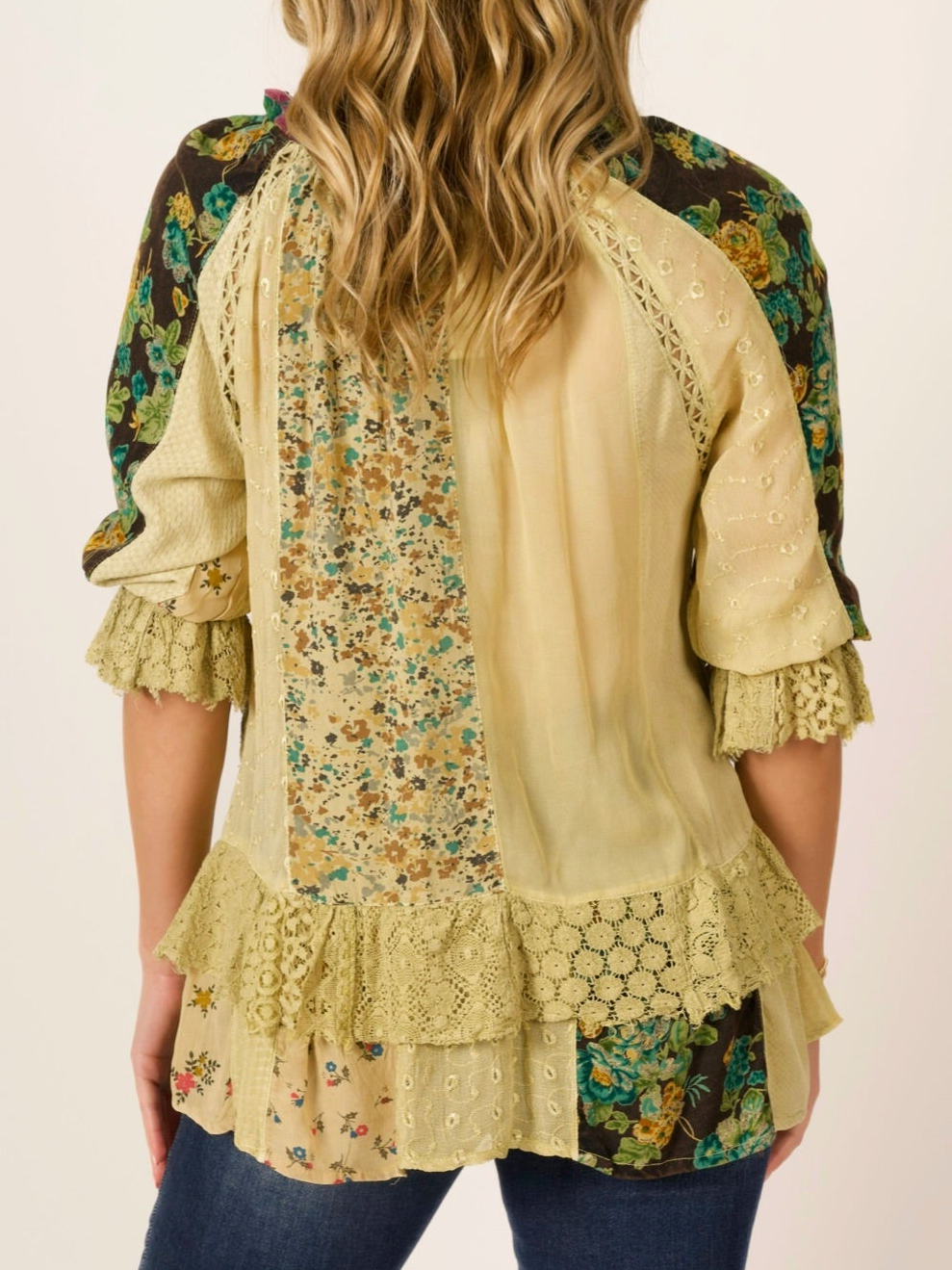 Vintage Patchwork Boho Peasant Tunic Top