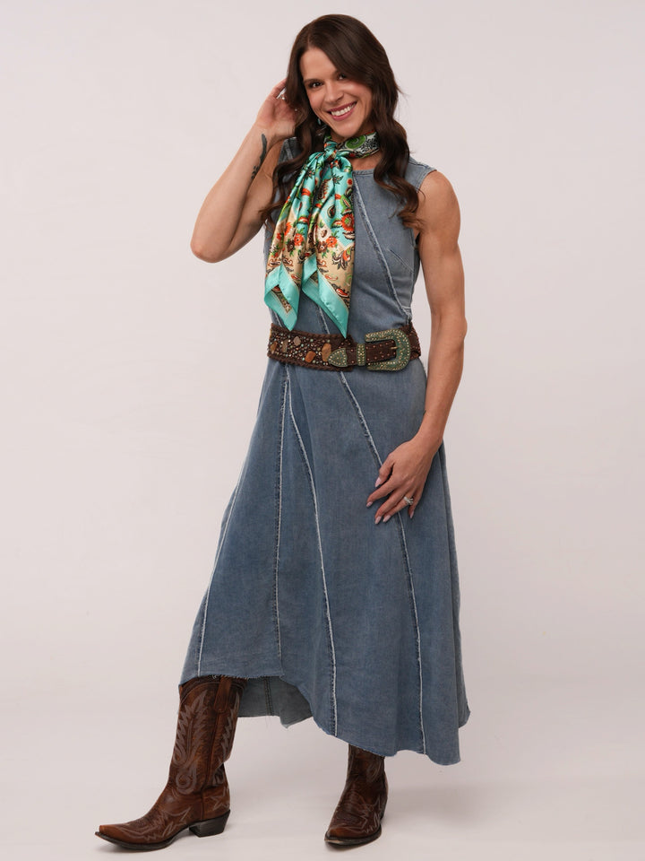 Classic Cowgirl Denim Maxi Dress
