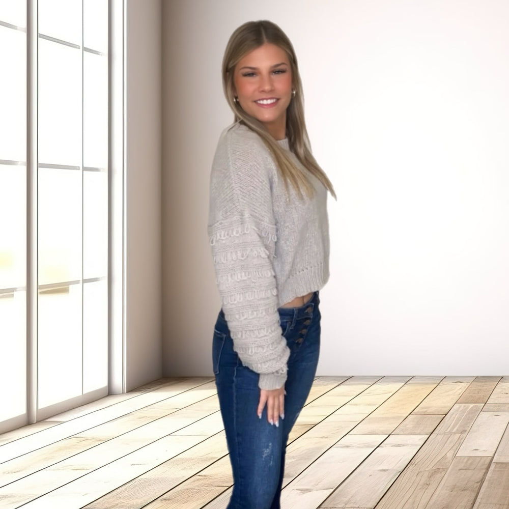 Loop Stich Crop Sweater - Salt and Grace Boutique