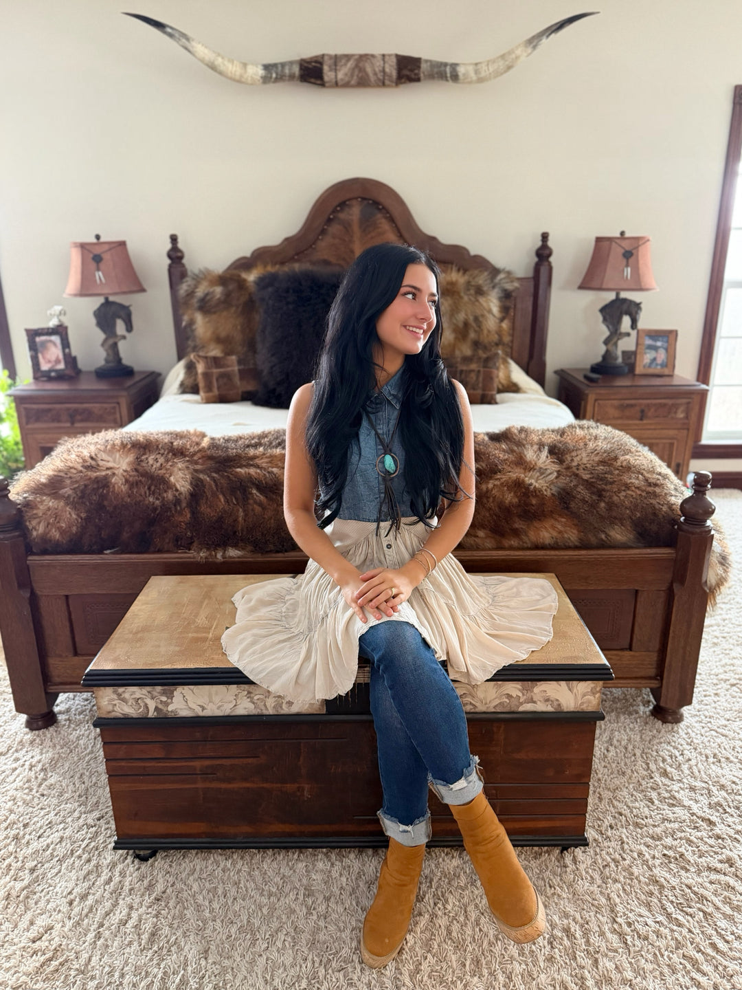 Boho Outlaw Asymmetrical Denim Tunic Top