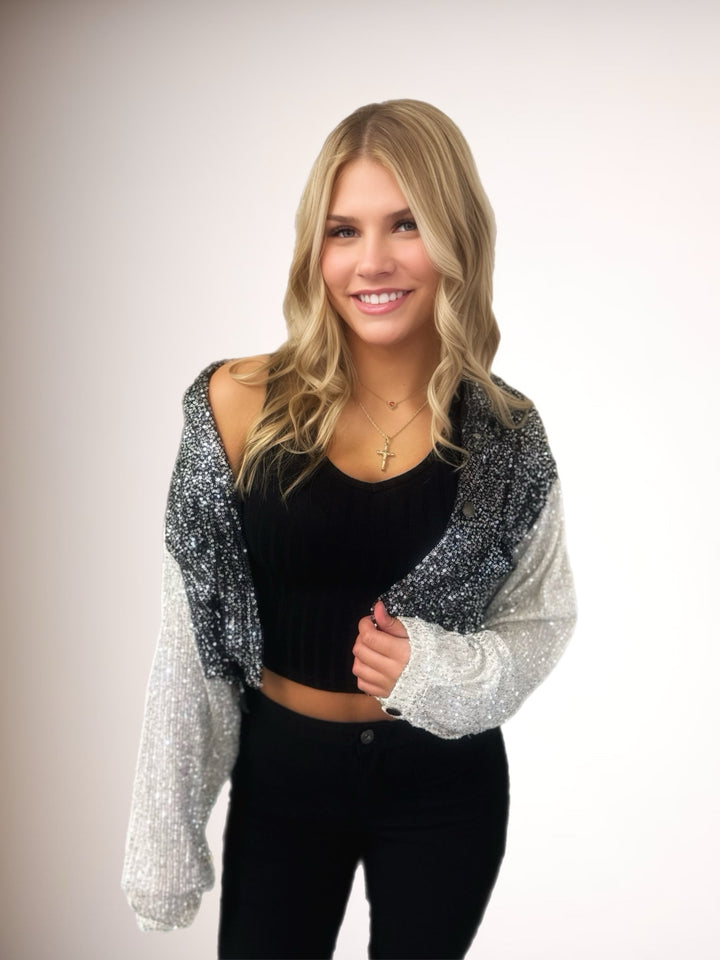 Sequin Cropped Jacket - Salt and Grace Boutique